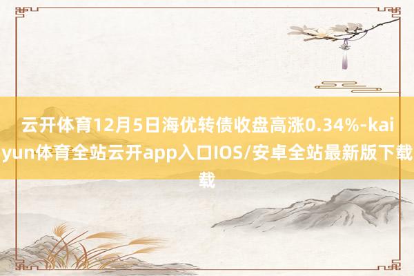 云开体育12月5日海优转债收盘高涨0.34%-kaiyun体育全站云开app入口IOS/安卓全站最新版下载