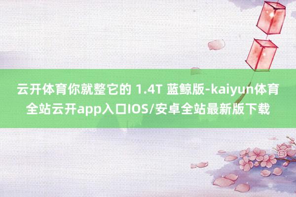 云开体育你就整它的 1.4T 蓝鲸版-kaiyun体育全站云开app入口IOS/安卓全站最新版下载