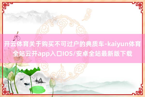 开云体育关于购买不可过户的典质车-kaiyun体育全站云开app入口IOS/安卓全站最新版下载