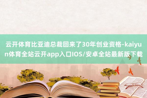 云开体育比亚迪总裁回来了30年创业资格-kaiyun体育全站云开app入口IOS/安卓全站最新版下载