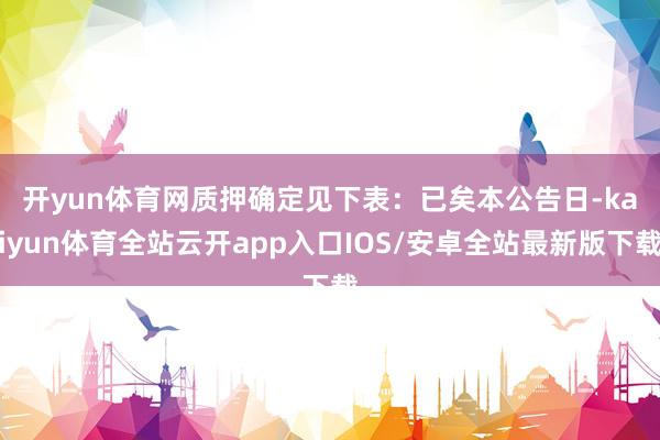 开yun体育网质押确定见下表：　　已矣本公告日-kaiyun体育全站云开app入口IOS/安卓全站最新版下载